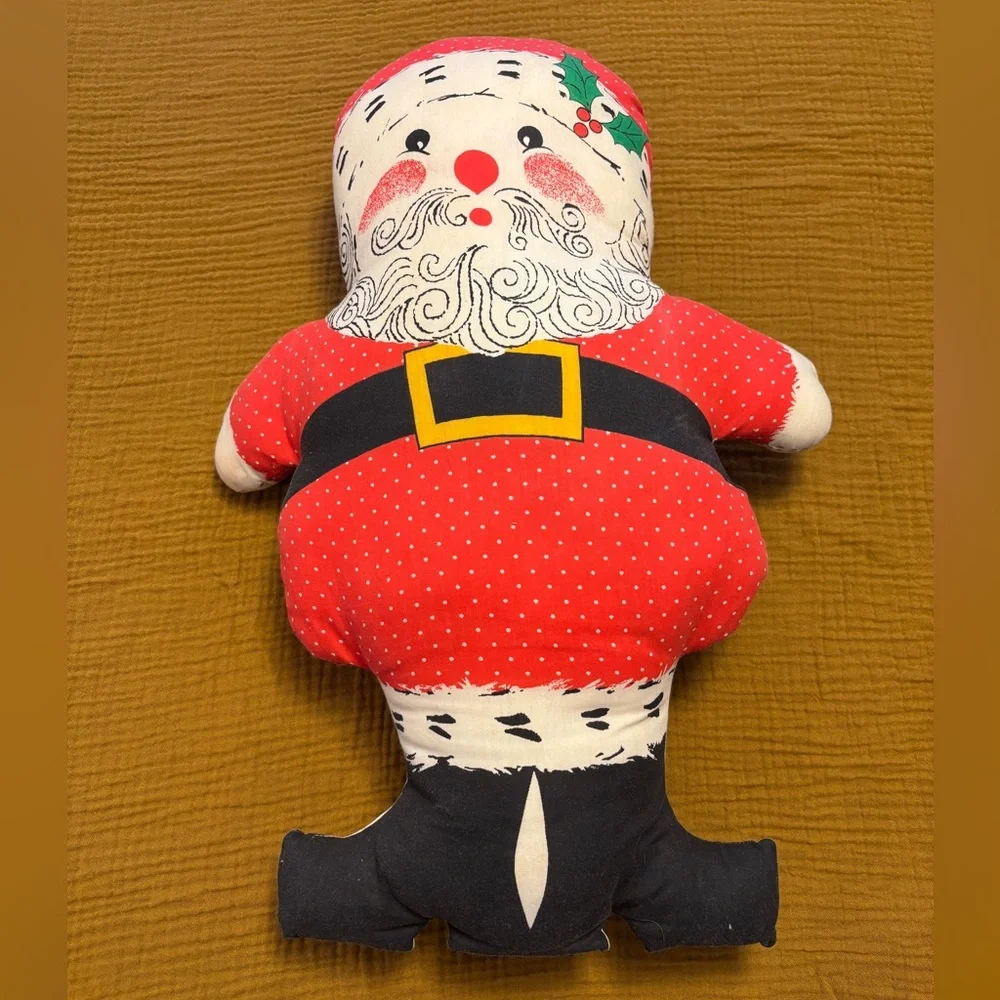Festive Vintage Santa Claus Pillow Made From A Cutout Pattern‎